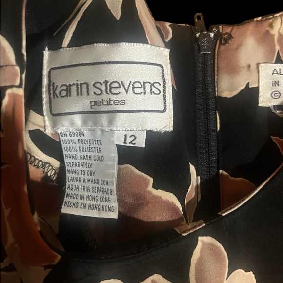 Vintage Early 90’s Floral Black Dress With Shoulder Pads - Picture 3 of 8